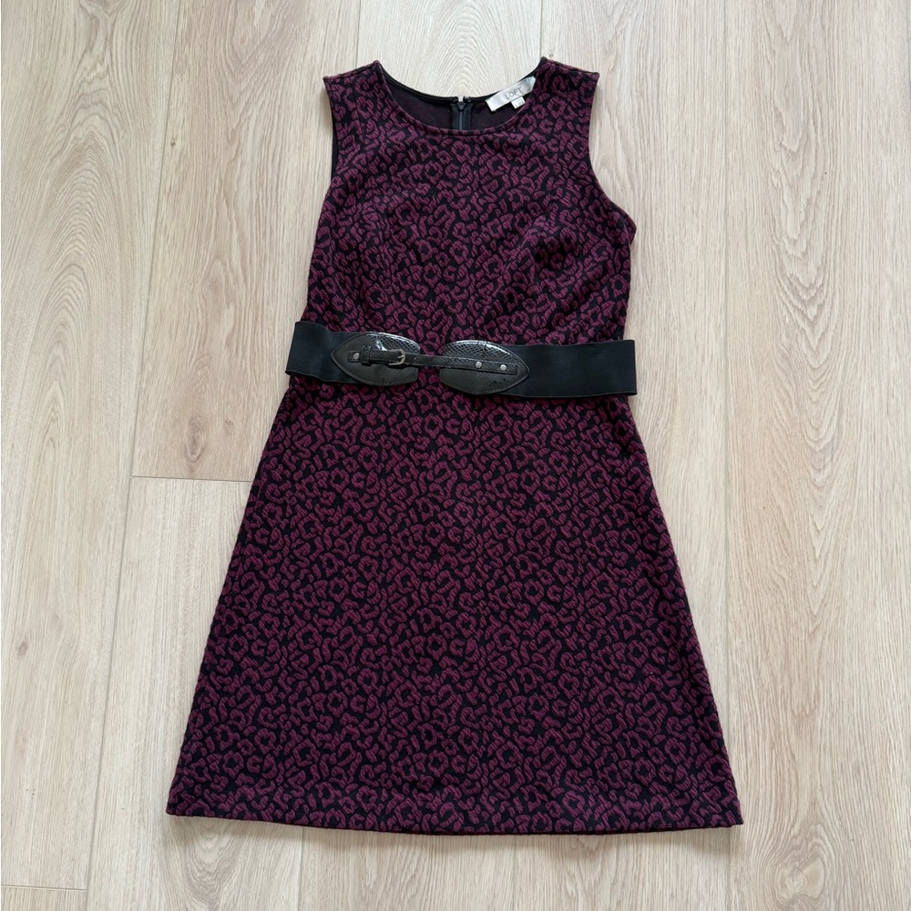 Elegant Black and Burgundy Patterned Dress